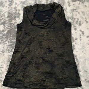 Black and gold shimmer Cowelneck tank by Daytrip